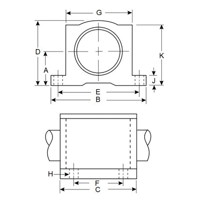 1101601 | BBFP-127-C (Each) --- Housings Pillow Block Frelon Linear - 12.7x17.45x50.8 mm Precision - Frelon Housing