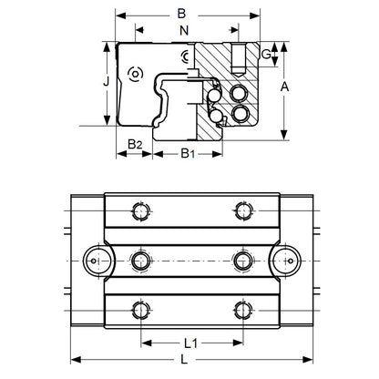 1108541 | TLM-3091RS (Each) --- Rail Systems Type 3 Carriage Linear - Size Reference 15 - 24x34 mm Narrow