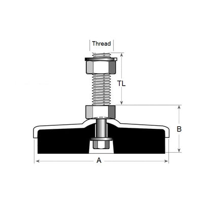 1219209 | MAV-454-03-152-Z --- Anti-Vibration Mounts - 453.6 Kg x  3/4-10 UNC (19.05mm) x 152.4 mm