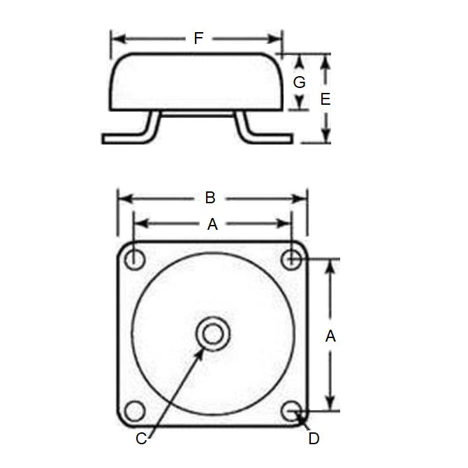 1191958 | MCUP-0113-076 --- Mounts - 113.4 Kg x 76.2 mm 3/8-16 UNC (9.525mm)