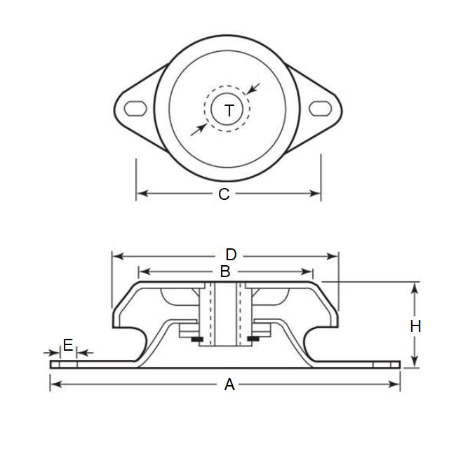 1222178 | MVI-1270-CS --- Mounts - 1270 Kg x 816.466 Kg x 131.75 mm