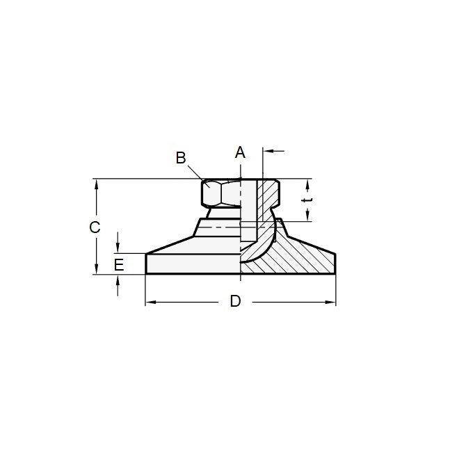 1074275 | MSF-064C-CGCAP --- Levelling Socket Mounts - 1/4-20 UNC (6.35mm) x 25.4 mm x 17.8 mm