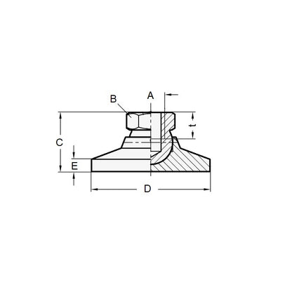 1074275 | MSF-064C-CGCAP --- Levelling Socket Mounts - 1/4-20 UNC (6.35mm) x 25.4 mm x 17.8 mm