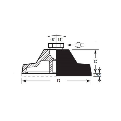 1122815 | MLF-191C-S3NY-0LH-114 --- Levelling Socket Mounts - 3/4-10 UNC (19.05mm) x 113.8 mm x 45 mm