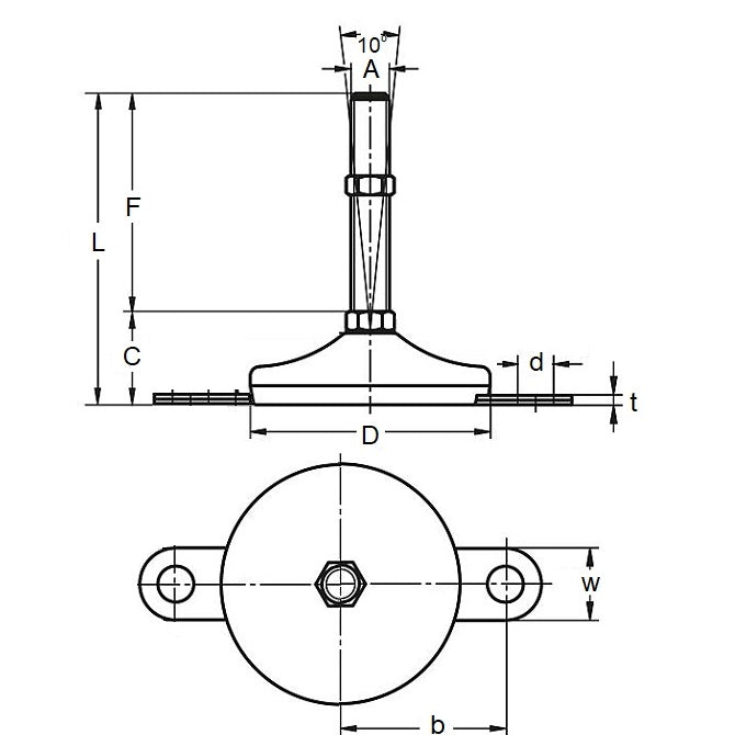 1129701 | MLM-222C-203-S4-AHY2 --- Mounts - 7/8-9 UNC (22.23 mm) x 74.9 mm x 22.1 mm