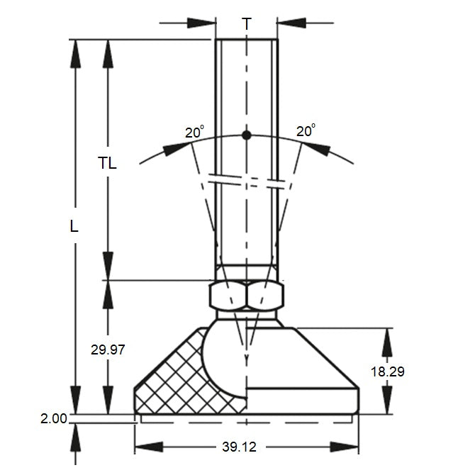 1125679 | MLM-200M-150-S4NY-0LH (4 Pcs) --- Levelling Studded Mounts - M20 (20x2.5mm) x 60 mm x 42 mm