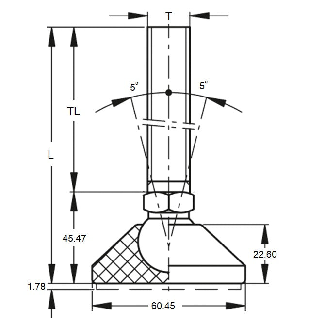 1112320 | MLM-1180-159C-NS3-2LH (Each) --- Levelling Studded Mounts - 5/8-11 UNC - 15.88mm - 101.6x18.5 mm Light Duty - Stainless Steel Mount