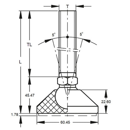 1113499 | MLM-159C-150-S3NY-LA0LH-101 --- Levelling Studded Mounts - 5/8-11 UNC (15.88mm) x 101.6 mm x 18.5 mm