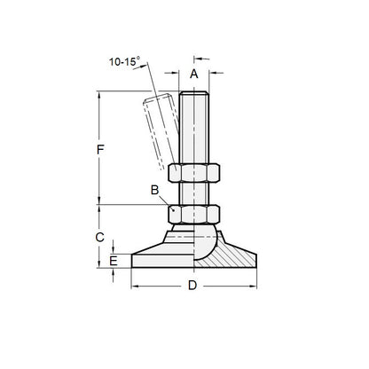 1131615 | MSM-240M-108-CNPRP --- Levelling Studded Mounts - M24 (24x3mm) x 102 mm x 51 mm