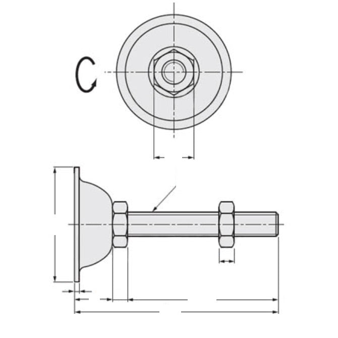 1100611 | MLM-120M-120-Z-ECO --- Levelling Studded Mounts - M12 (12x1.75mm) x 60 mm x 28 mm