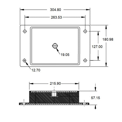 1227877 | MR4-4536 (Each) --- Rectangular 4 Bolt Mounts - 4535.9 Kg - 263.53x180.98 mm - Steel and Neoprene Mount