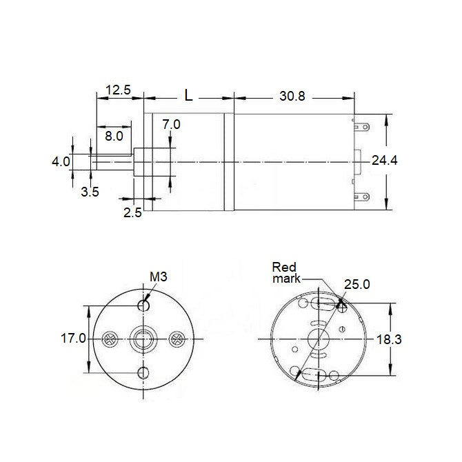 1222226 | GM-25A370-004 --- DC Gearmotors - 1280 RPM x 360 g.cm x 17 mm