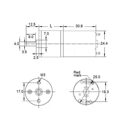 1109675 | GM-25A370-378 (Each) --- DC Gearmotors - 15 RPM - 18000 g.cm - 27 mm Size 25 Economy