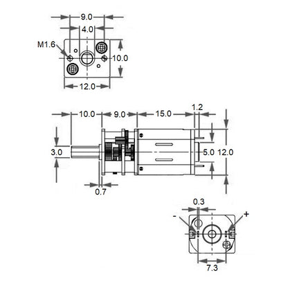 1105243 | 12LM-1-250 (PK-10) --- Open Gear Gearmotors - 14 RPM - 1.5 V - 0.05 A - Steel Gearmotor