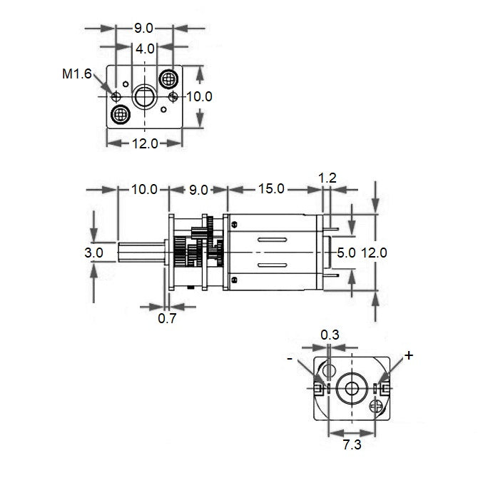 1095800 | 12LM-1-300 (PK-10) --- Open Gear Gearmotors - 11.67 RPM - 1.5 V - 0.05 A - Steel Gearmotor