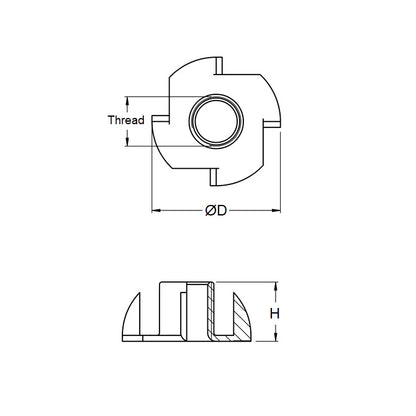 1044818 | NT028C-BLF-CZ (45 Pcs) --- Nuts - 4-40 UNC (2.845mm) x 12.7 mm x 4.8 mm