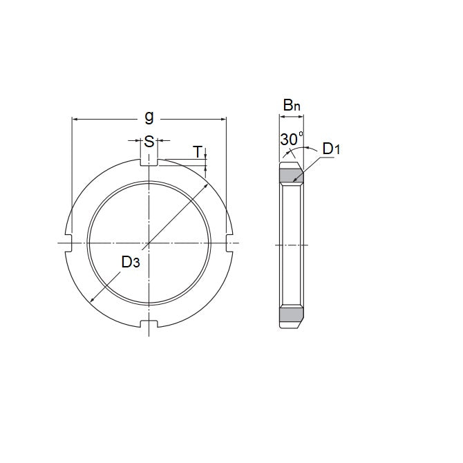 1170601 | KM12-L (PK-15) --- Bearing Locknuts Nuts - M60 Fine - 60x2mm - Left Hand mm 80 - 11 mm Left Hand Thread - Steel Nut