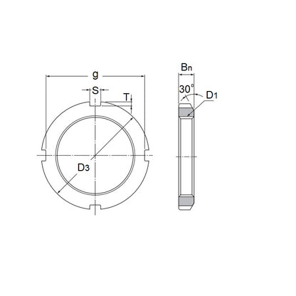 1170601 | KM12-L (PK-15) --- Bearing Locknuts Nuts - M60 Fine - 60x2mm - Left Hand mm 80 - 11 mm Left Hand Thread - Steel Nut