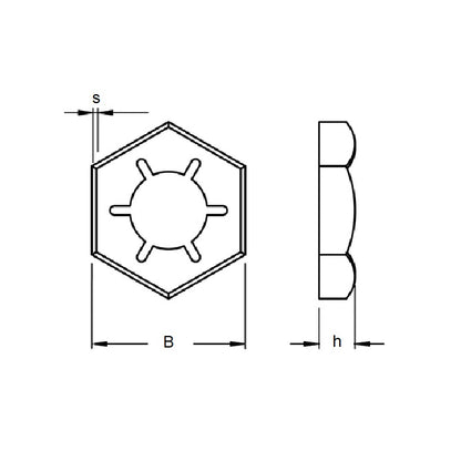 1085370 | NT143F-L-TP-CP (10 Pcs) --- Nuts - 9/16-18 UNF (14.288mm) x 5.3 mm x 22.23 mm