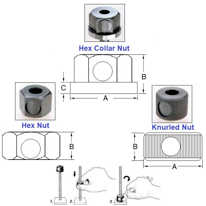 1088196 | NT095C-QC-CB --- Quick Release Nuts - 3/8-16 UNC (9.53mm) x 25.4 mm -