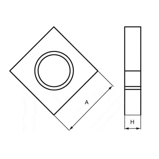 1055103 | NT042C-SQ-CZ (PK-100) --- Square Machine Screw Nuts - 8-32 UNC - 4.17mm - 12.294x3.3 mm