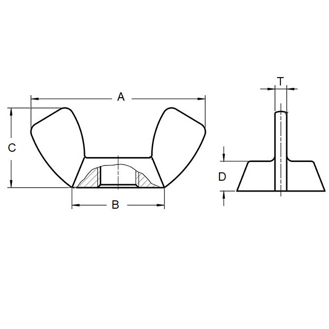 1104393 | NT127C-WC-MI --- Wing Nuts - 1/2-13 UNC (12.7mm) x 57.15 mm x 30.14 mm