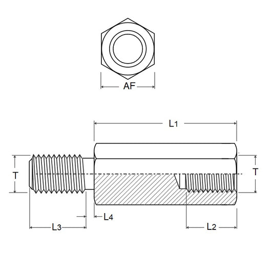 1054011 | SHX-TP-0400-07-020-MZ --- Pillars - M4x0.7 (4mm Standard) x 8 mm x 12 mm