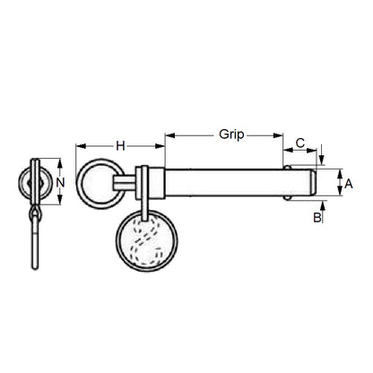 1075144 | BLP-064-0635-DR-S17 --- Ball Lock Pins - 6.35 mm x 63.5 mm 17-4 PH Stainless