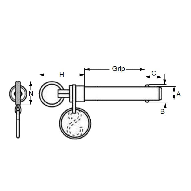 1090033 | BLP-095-0508-DR-S17 --- Ball Lock Pins - 9.53 mm x 50.8 mm 17-4 PH Stainless