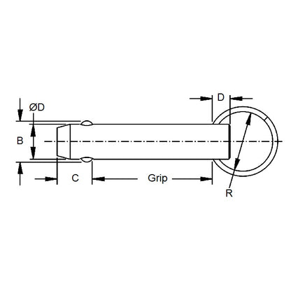 1058224 | BLP-048-0254-K2-S4 --- Pins - 4.76 mm x 25.4 mm 304 Stainless Steel