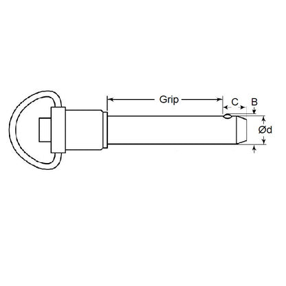 1089751 | BLP-095-0127-MHR-S4 (26 Pcs) --- Ball Lock Pins - 9.53 mm x 12.7 mm 304 Stainless Steel