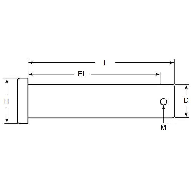 1078011 | CLP-079-0206-P (PK-5) --- Clevis Pins - 7.94x20.62x23.83 mm Pin Locking - Carbon Steel - Low Carbon 1010 or 1018 Steel