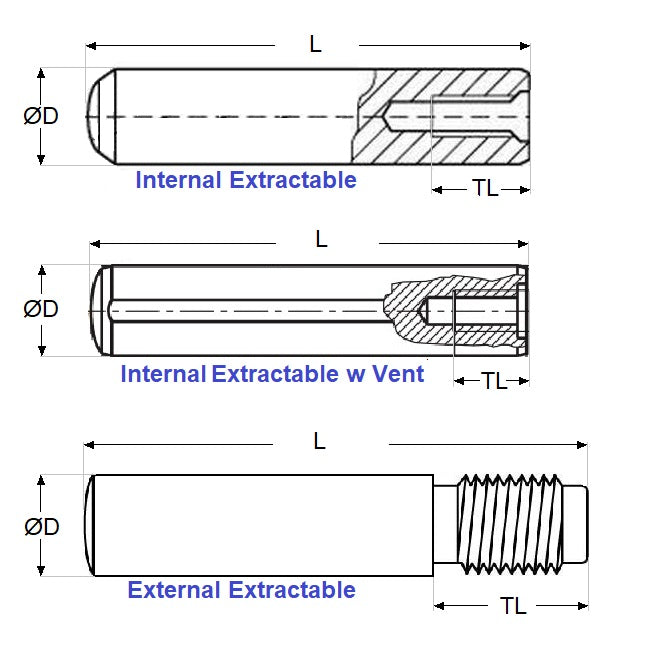 1106754 | DP140-060-CH-1EF (PK-2) --- Dowel Pins - 14x60 Extractable - Carbon Steel Pin