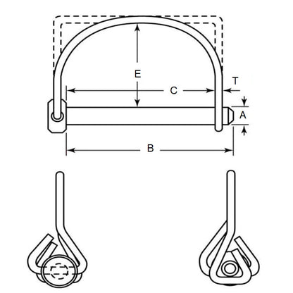 1090243 | LYP-T1-095-102-CZ (2 Pcs) --- Wire Lock Lynch Pins - 9.53 mm x 101.6 mm x 2.3 mm