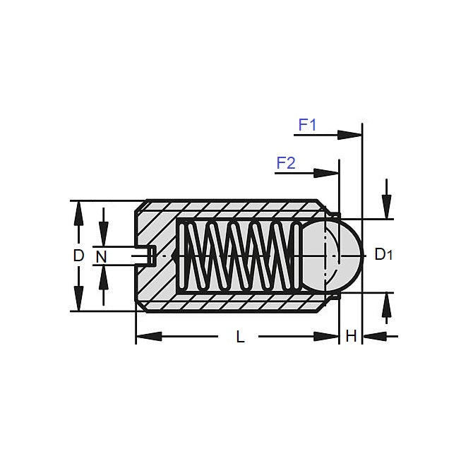 1054291 | PLBT-040M-100-S3-005 (10 Pcs) --- Ball Threaded Plungers - M4x0.7 x 10 mm x 2 N