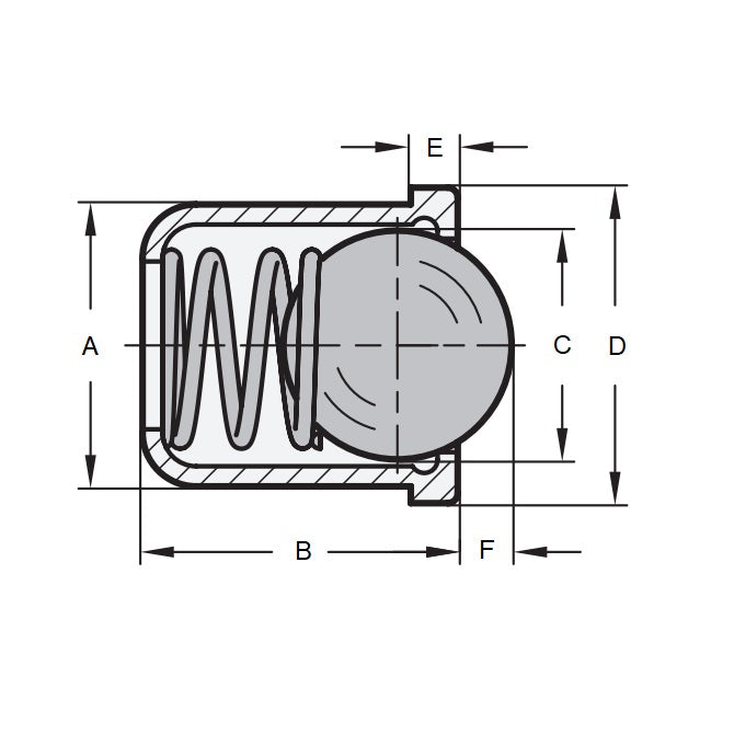 1073101 | PLBP-064-122-S3-058 --- Ball Push Fit Plungers - 6.35 mm x 12.2 mm x 26.7 N