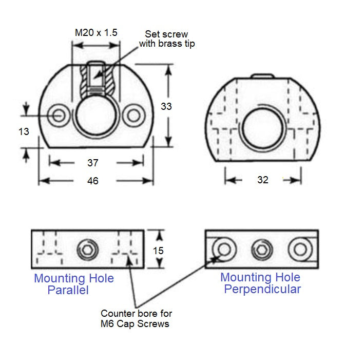 1041800 | WCP-45RS --- Plungers - Perpendicular Hole x 33 mm x 46 mm