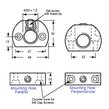 1036120 | WCP-40RS (Each) --- Indexing Cam Action Mounting Blocks Plungers - Hole Parallel Hole 33x46 mm - Steel Plunger