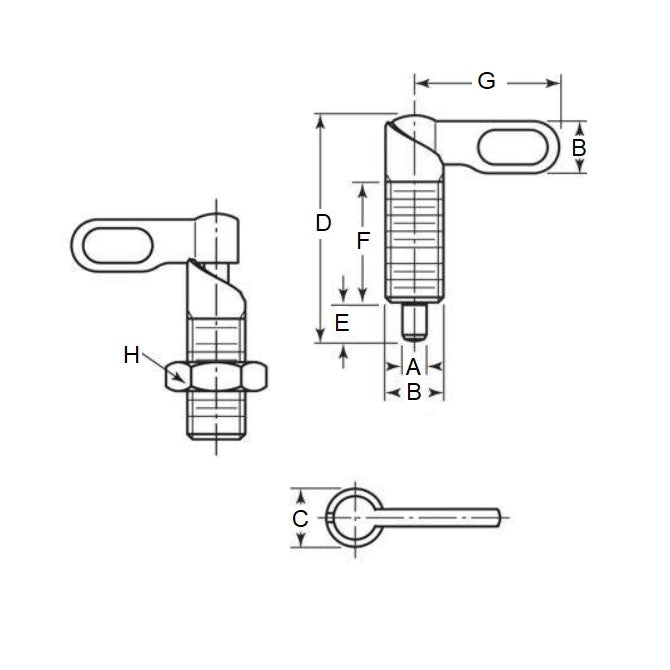 1086515 | PLIT-040-095C-10-G-C-N (Each) --- Indexing Plungers - 3/8-16 UNC - 9.53mm - 20 mm - 0.4 N Grip - Steel Plunger