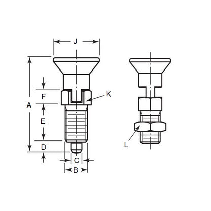 1068098 | PLIT-030-060-075-32-LKPN-C (Each) --- Indexing Pull Knob Plungers - M6 Fine - 6x0.75mm - 31.5 mm - 2 N - Steel Plunger