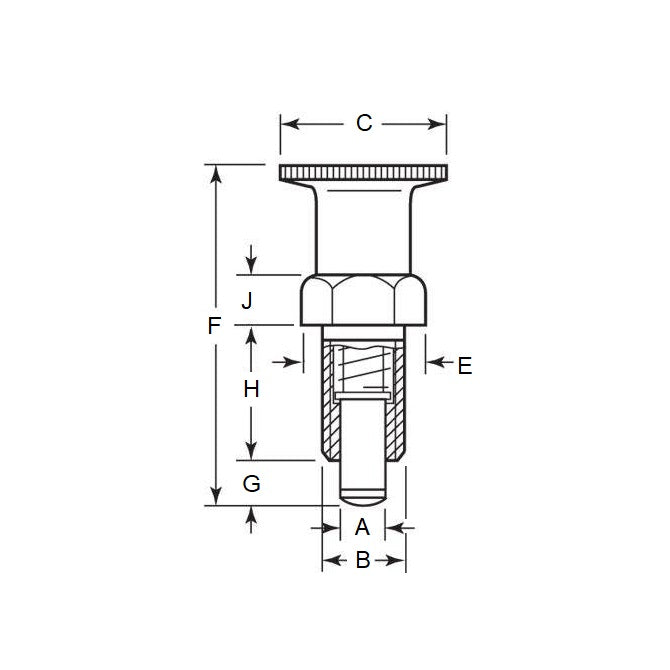 1087779 | PLIT-050-095F-21-KSH-C (Each) --- Indexing Plungers - 3/8-24 UNF - 9.53mm - 17 mm - 0.7 N Non Locking - Steel Plunger