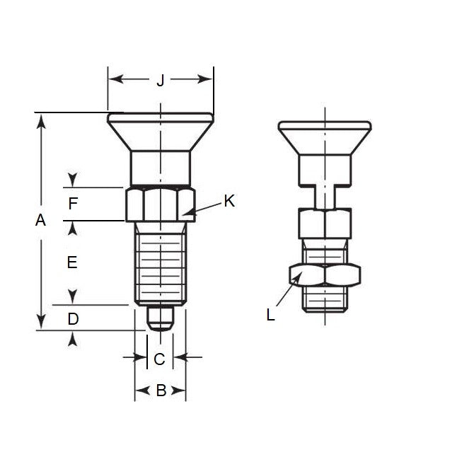 1082353 | PLIT-040-080-100-43-KPN-S3F (Each) --- Indexing Pull Knob Plungers - M8 Fine - 8x1mm - 43 mm - 2.7 N - Stainless Steel 303 Similar to A2, 304, 18-8 Plunger