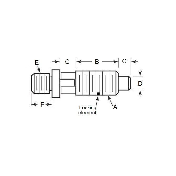 1112062 | PLST-159C-254-TASL-010 (125 Pcs) --- Spring Plungers - 5/8-11 UNC (15.88mm) x 25.4 mm x 5 N