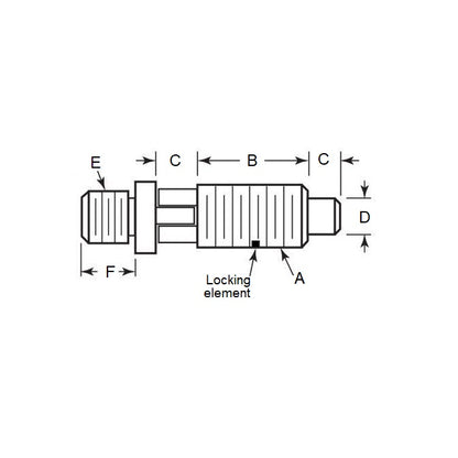 1112062 | PLST-159C-254-TASL-010 (125 Pcs) --- Spring Plungers - 5/8-11 UNC (15.88mm) x 25.4 mm x 5 N