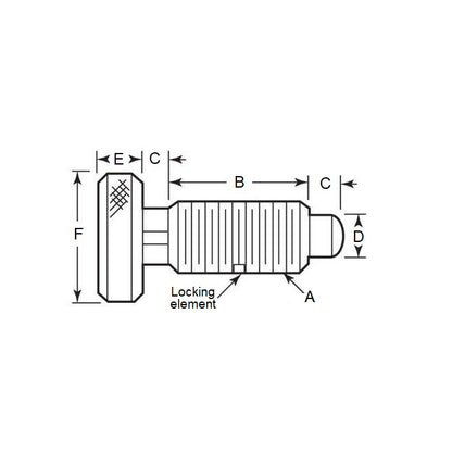 1078699 | PLST-079C-159-HKASL-027 (125 Pcs) --- Spring Plungers - 5/16-18 UNC (7.94mm) x 15.9 mm x 6.7 N