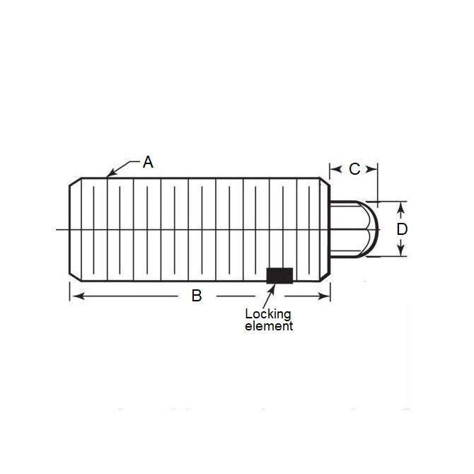 1056879 | PLST-042C-159-S3HX-032 --- Spring Plungers - 8-32 UNC (4.17mm) x 15.9 mm x 12 N