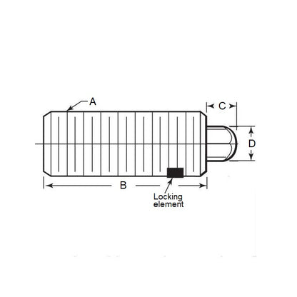 1074629 | PLST-064C-341-CHX2-027 --- Plungers - 1/4-20 UNC (6.35mm) x 34.1 mm x 2.2 N