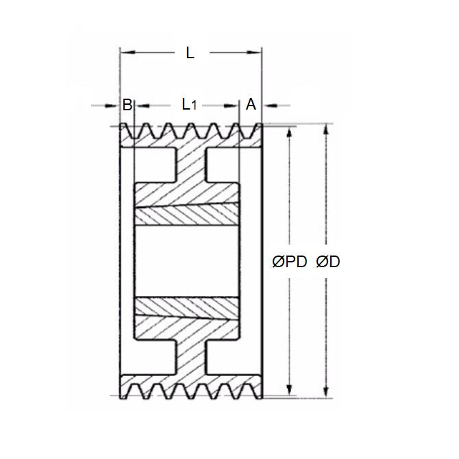 1182453 | PPV-J-085-QSH --- Poly V Pulleys - 85.09 mm x 10 x 85.85