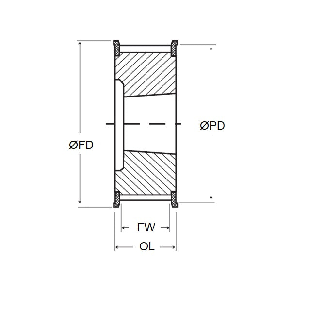 1124561 | P-L9-020-254FF-SB-T1008 --- Pulleys - 20 Teeth x 25.4 mm x 1008