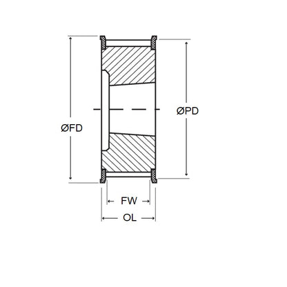 1124561 | P-L9-020-254FF-SB-T1008 --- Pulleys - 20 Teeth x 25.4 mm x 1008